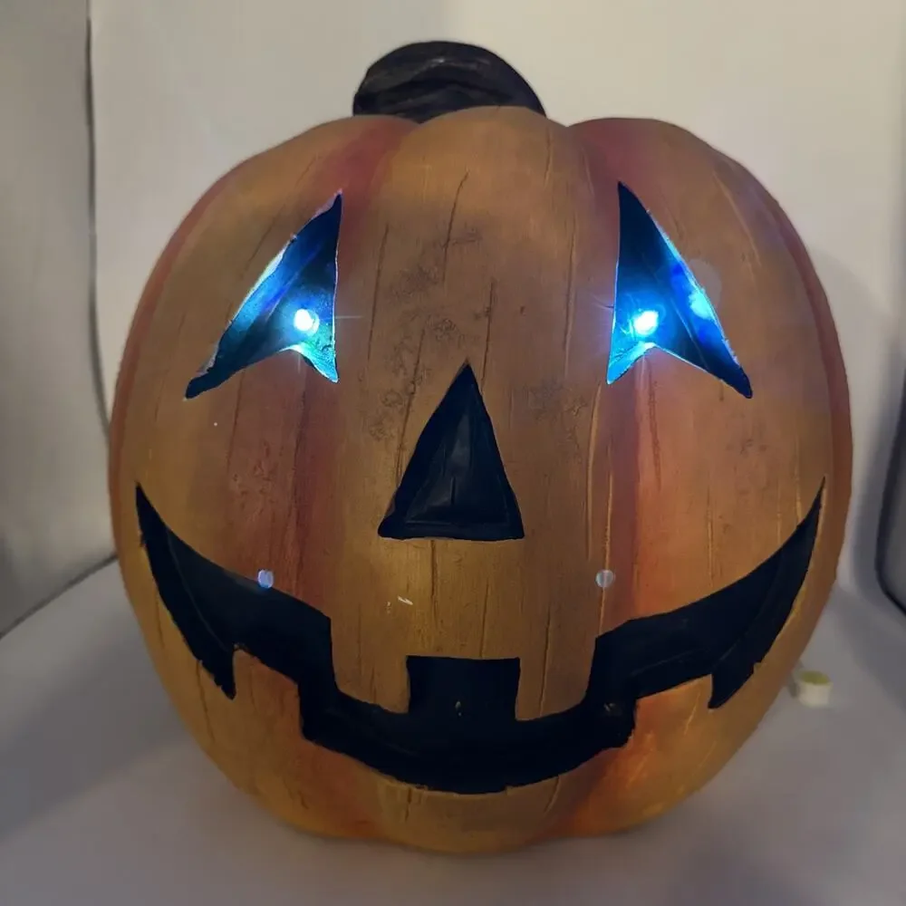 15” Lighted Color Changing Led Eyes Jack-O’-Lantern Old Time Pottery In Orig Box